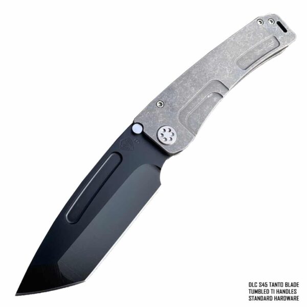 DLC Tanto Marauder H with Tumbled Titanium Handles and Standard Hardware