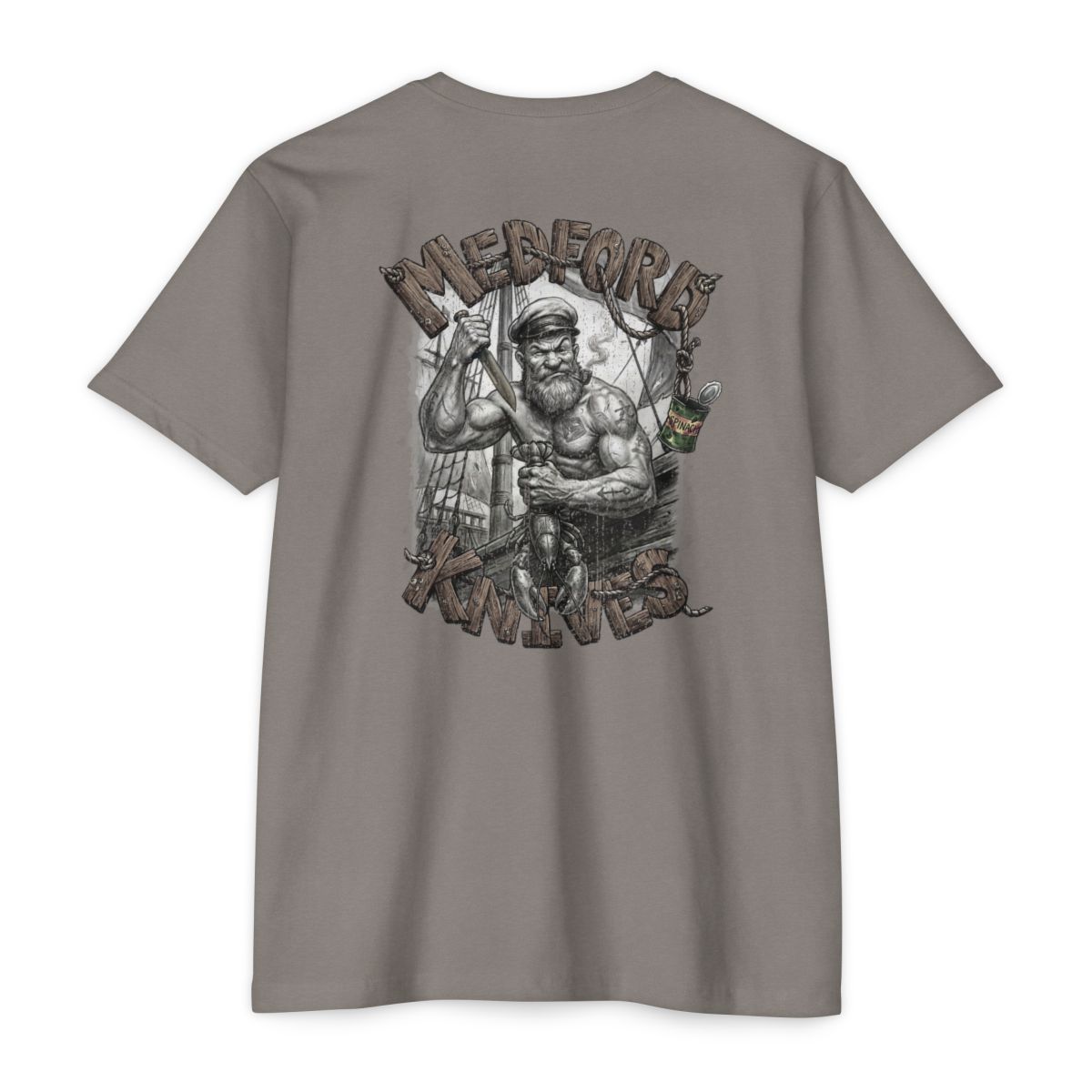 OLD SAILOR MAN, USMC FIGHTER T-shirt – CVC Stone Gray (Back)