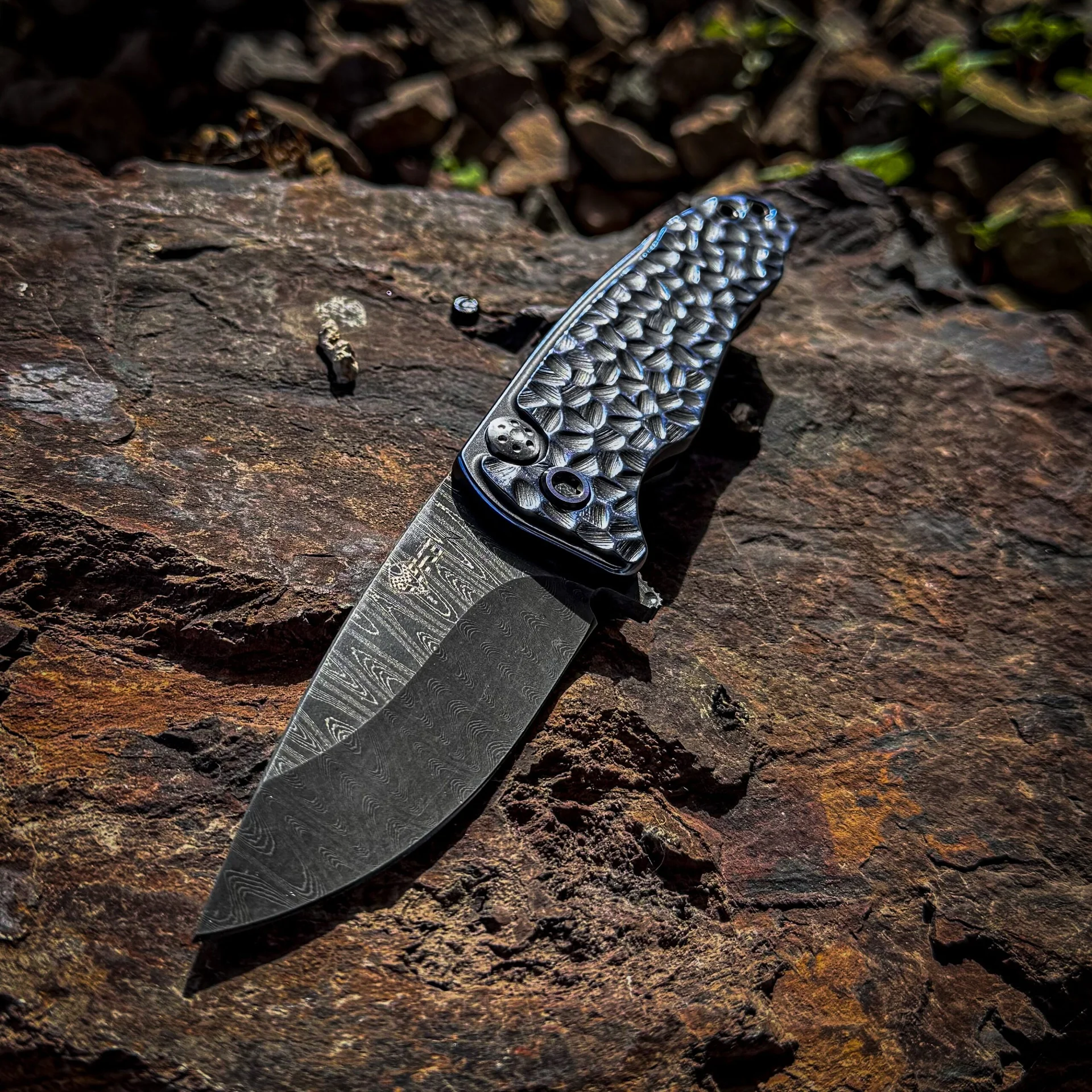 Damascus All Titanium Smooth Criminal Flipper photo 2