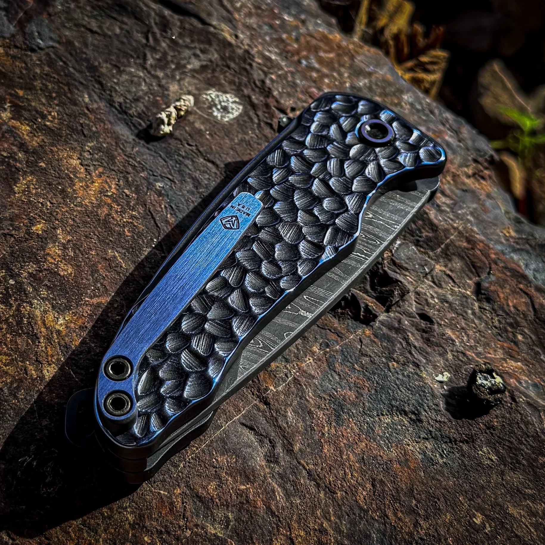 Damascus All Titanium Smooth Criminal Flipper photo 4