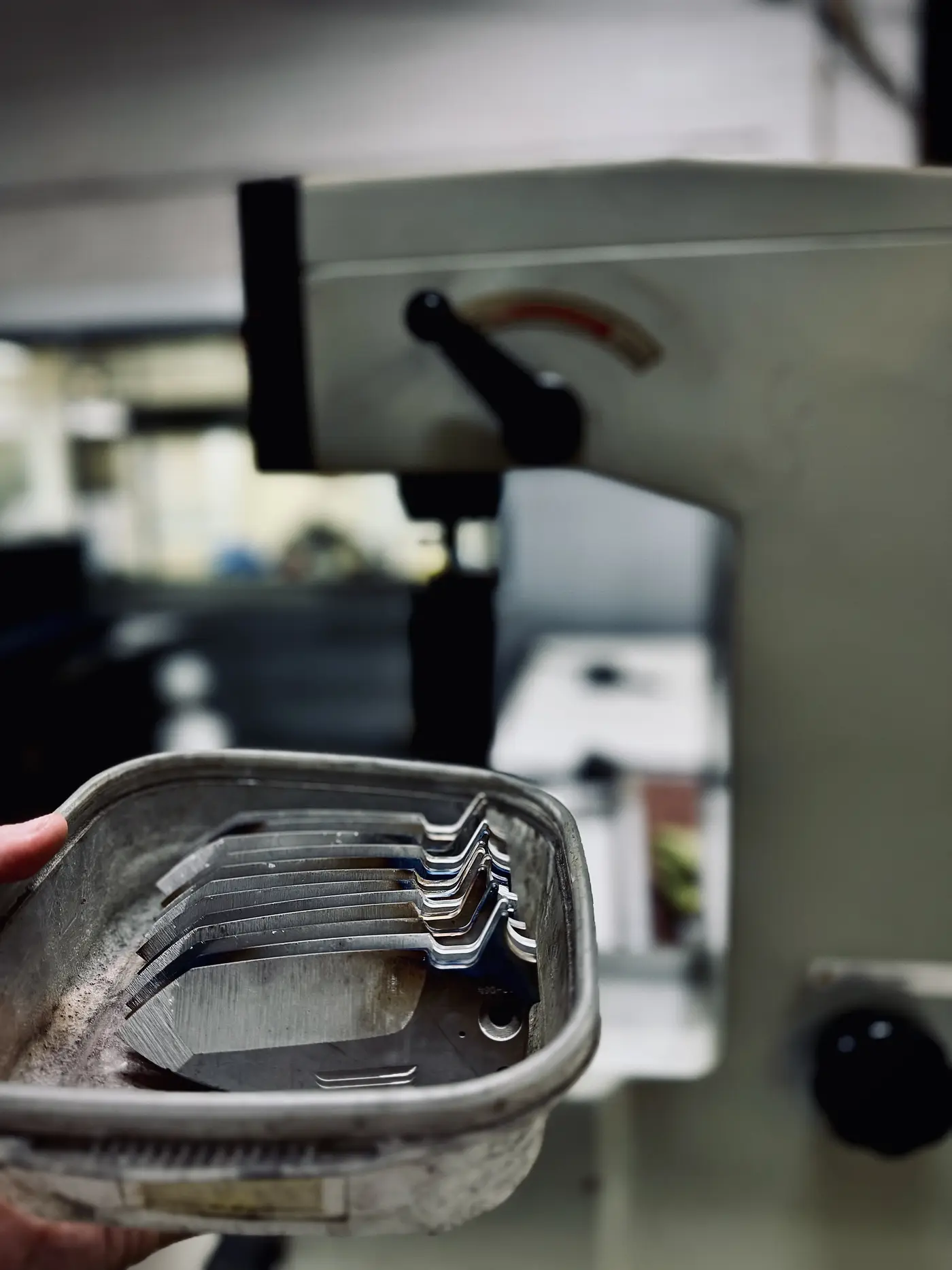 Medford Primus blades staged for heat treat hardness testing in Phoenix