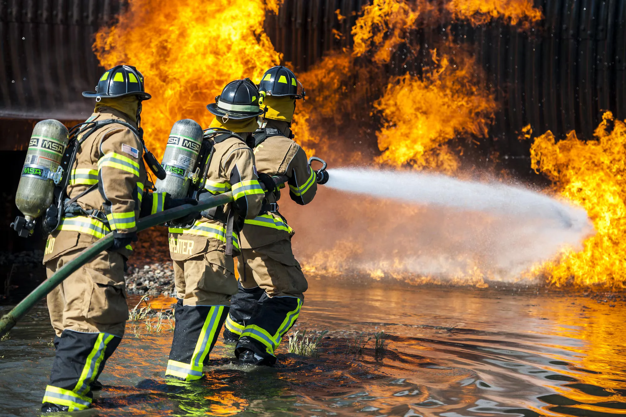 Modern firefighter on the job
